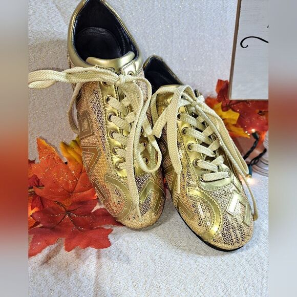 NWOT Authentic Dolce & Gabbana Gold Sequin Trainer - Picture 3 of 14